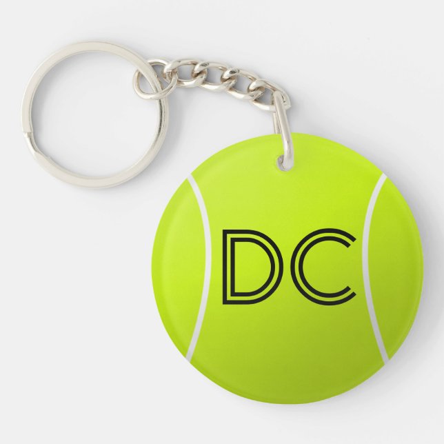Tennis Ball Custom Initials or Text Keychain (Front)