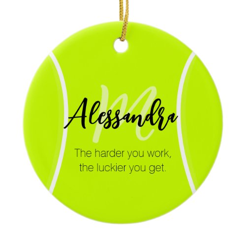 Tennis ball custom name &amp; text ceramic ornament