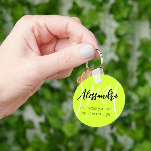 Tennis ball custom name & text keychain (Hand)