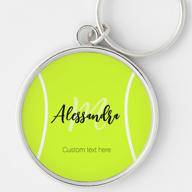 Tennis ball custom name & text keychain (Front)