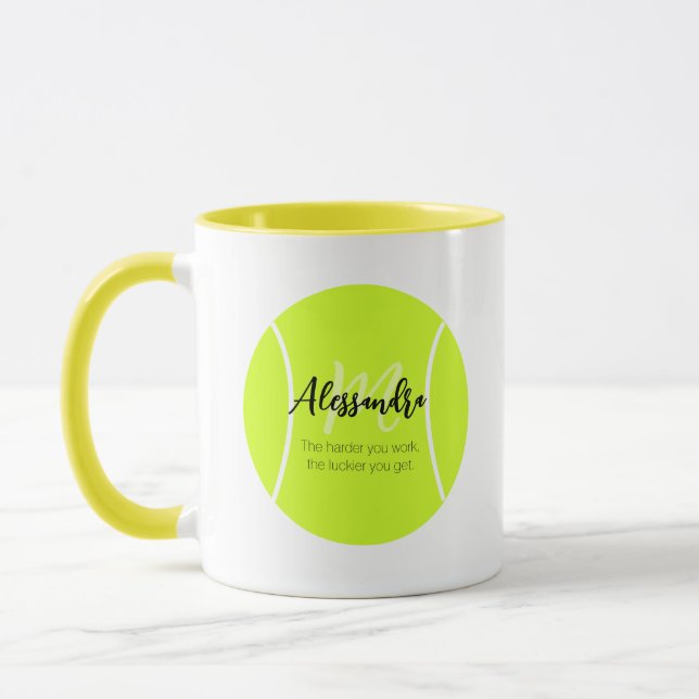 Tennis ball custom name & text mug (Left)
