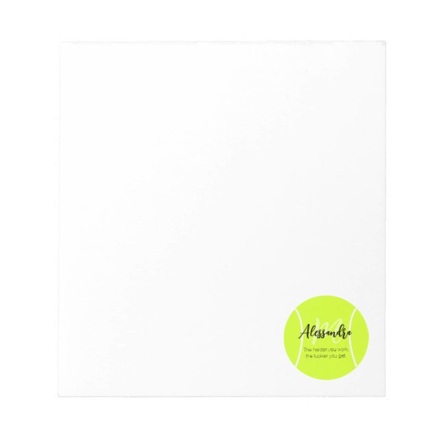 Tennis ball custom name & text notepad (Front)