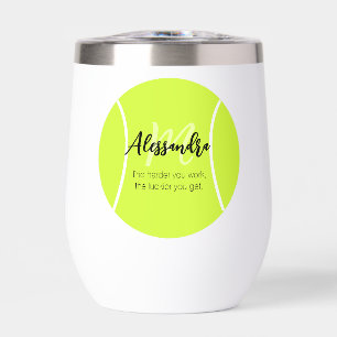 Tennis ball custom name & text thermal wine tumbler