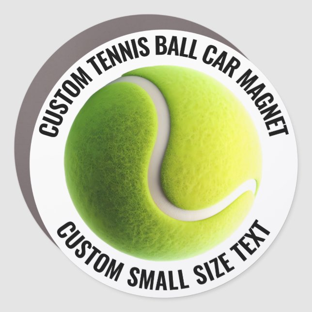 Tennis Ball Custom Personalized Small Text 7" Car Magnet (Front)