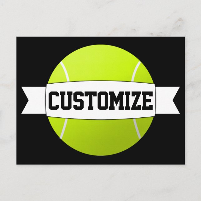 Tennis Ball Custom Text & Team Color Sports Postcard (Front)