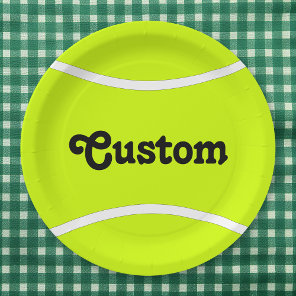 Tennis Ball Custom Text Team Party Paper Plates
