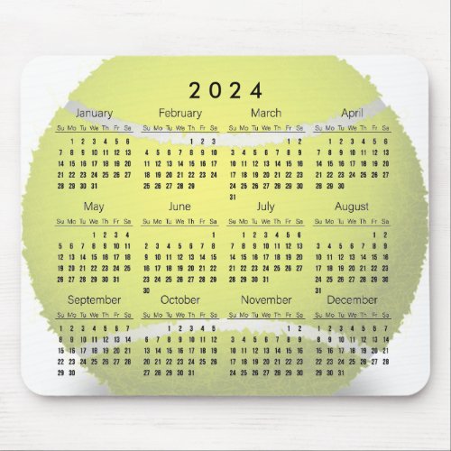 Tennis Ball Design 2024 Calendar Mousepad