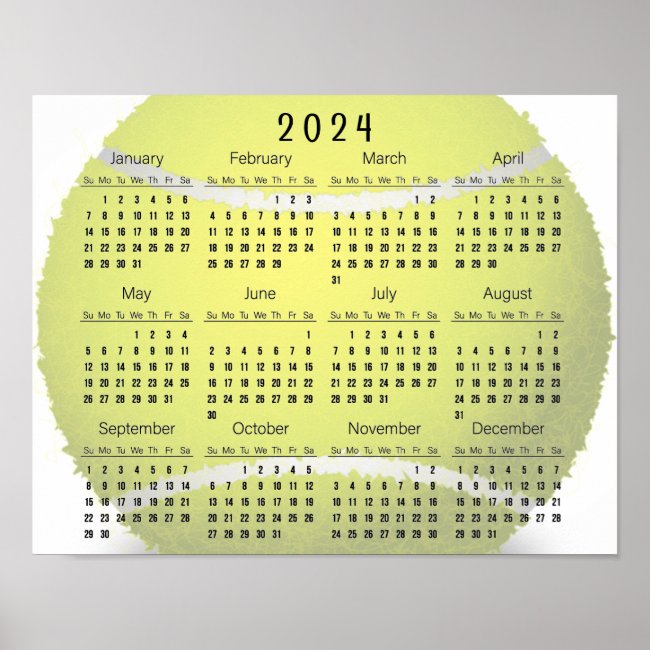 Tennis Ball Design 2024 Calendar Poster