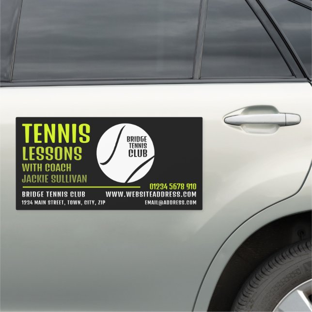 Tennis Ball Design, Tennis Coach/Instructor Lesson Car Magnet (In Situ)