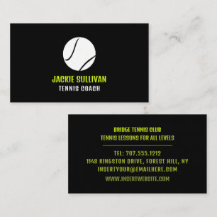Tennis Ball Design, Tennis Player/Coach/Instructor Business Card