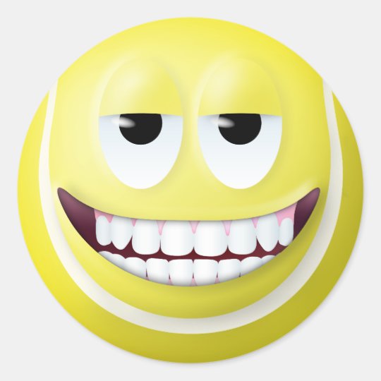 Tennis Ball Face 2 Classic Round Sticker