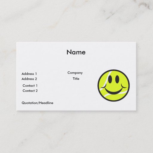 Customizable tennis ball smiley face business card