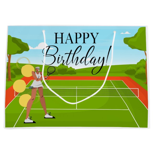 Tennis ball for tennis Player Birthday   Large Gift Bag (Front)