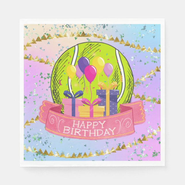 Tennis Ball for Tennis Player Birthday Party  Napkins (Front)