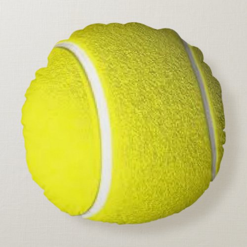 Tennis Ball Front Solid Yellow Back Round Pillow