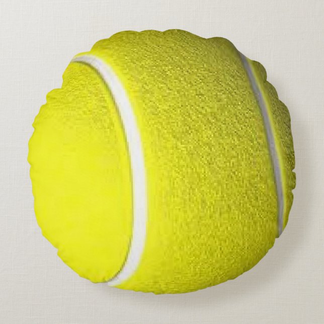 Tennis Ball Front Solid Yellow Back Round Pillow (Front)