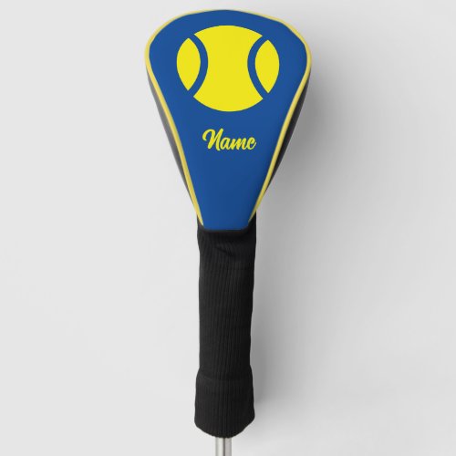 Tennis ball golf head cover with custom name