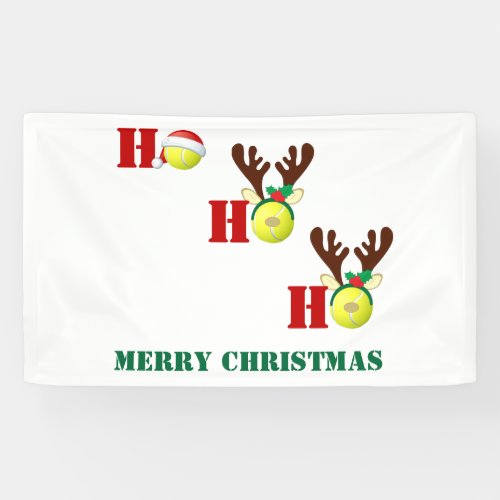 Tennis Ball Ho Ho Ho Santa Reindeer Christmas Banner