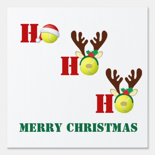 Tennis Ball Ho Ho Ho Santa Reindeer Christmas Sign