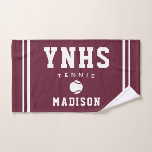 Tennis Ball Icon, Custom Name & School, Team Gift Hand Towel