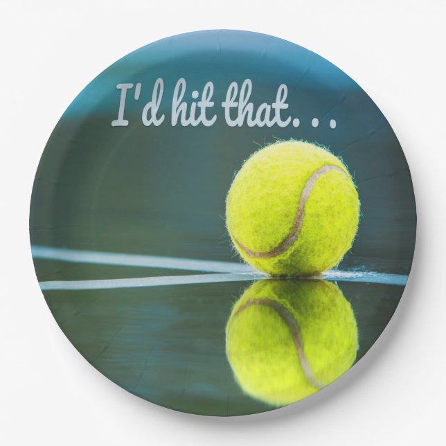 Tennis ball I'd Hit That Funny Gift Paper Plates (Front)