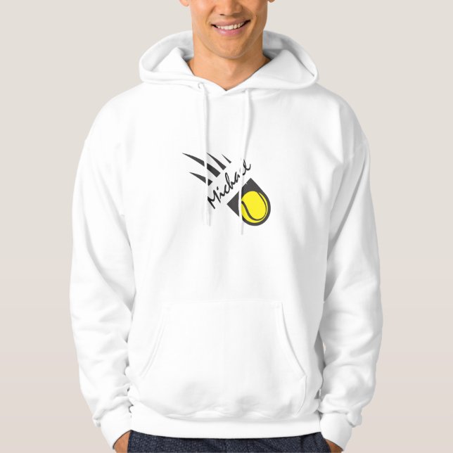 Tennis Ball In Speed & Custom Name Personalized Hoodie (Front)