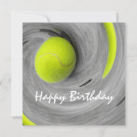 Tennis ball in spinning on the court birthday Post