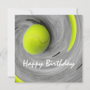 Tennis ball in spinning on the court birthday Post Card