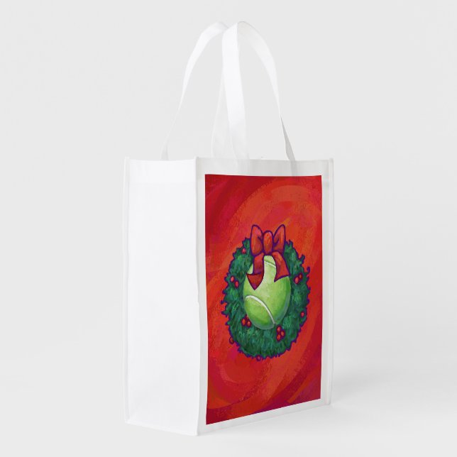 Tennis Ball in Wreath on Red Grocery Bag (Back Side)