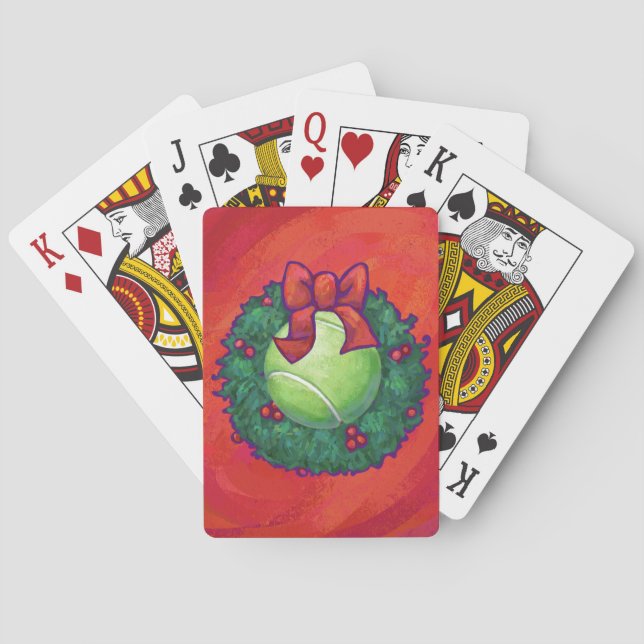 Tennis Ball in Wreath on Red Poker Cards (Back)
