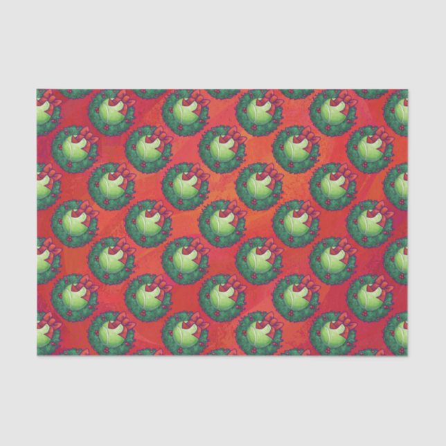 Tennis Ball in Wreath on Red Tissue Paper (Front)