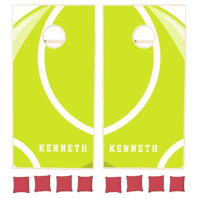 Tennis Ball & Kids Boys Name Yellow Sport Theme Cornhole Set (Set)