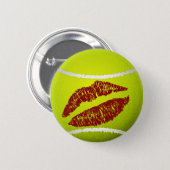 Tennis ball kiss pinback button (Front & Back)