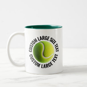 Tennis Ball & Large Text HUNTER GREEN 11oz Custom Two-Tone Coffee Mug