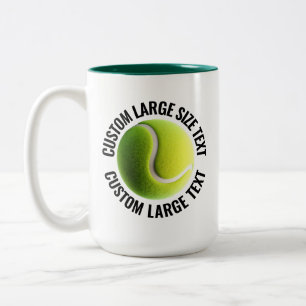 Tennis Ball & Large Text HUNTER GREEN 15oz Custom Two-Tone Coffee Mug