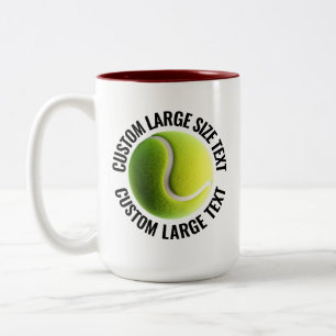 Tennis Ball & Large Text MAROON 15oz Custom Two-Tone Coffee Mug