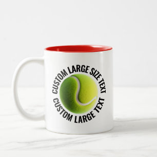 Tennis Ball & Large Text RED 11oz Custom Two-Tone Coffee Mug