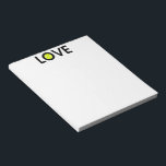 Tennis Ball LOVE Notepad<br><div class="desc">A black and and white tennis ball LOVE design with a yellow ball in in the center of the O. An Ace Tennis Gear exclusive design.</div>