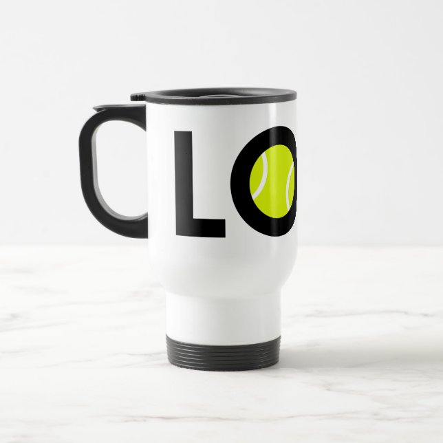 Tennis Ball LOVE Travel Mug (Left)