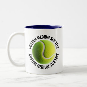 Tennis Ball & Medium Text NAVY BLUE 11oz Custom Two-Tone Coffee Mug