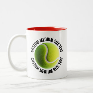 Tennis Ball & Medium Text RED 11oz Custom Two-Tone Coffee Mug
