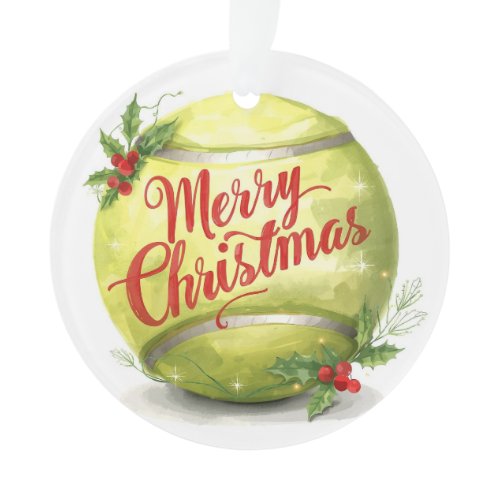 Tennis Ball Merry Christmas Holiday  Ornament