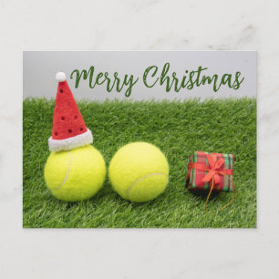 Tennis ball Merry Christmas Holiday Postcard