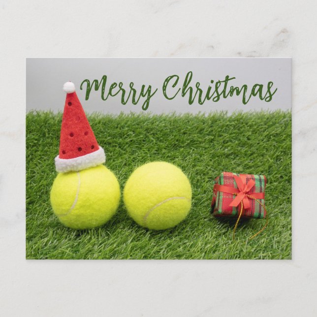 Tennis ball Merry Christmas Holiday    Postcard (Front)
