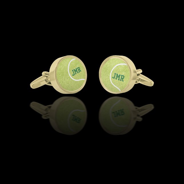 Tennis Ball Monogram Initials Cufflinks (Creator Uploaded)