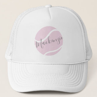 Tennis Ball Monogram Name Pink White Trucker Hat