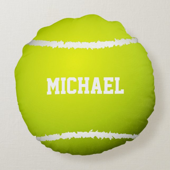 Tennis Ball Name Customize Round Pillow (Back)