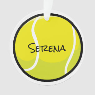 Tennis Ball NAME Yellow White Sports Ornament