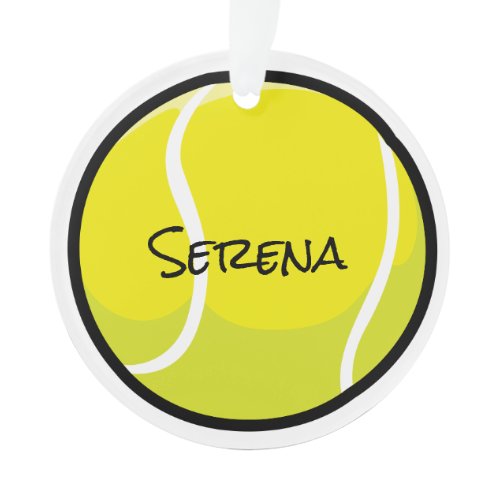 Tennis Ball NAME Yellow White Sports  Ornament