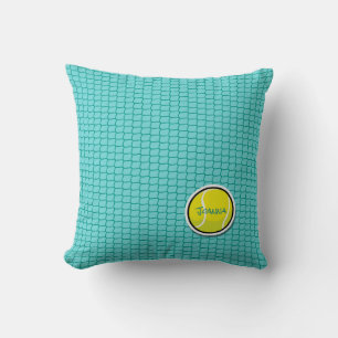 Tennis Ball Net Yellow Blue White Fan Home Decor Throw Pillow